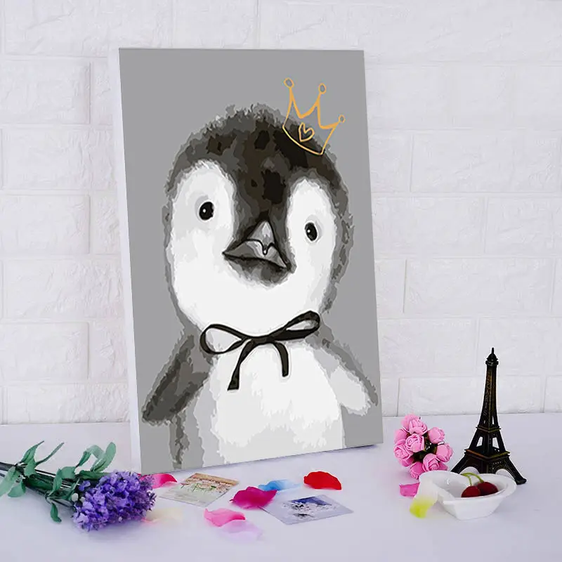 Картина маслом сделай сам цифровой Пингвин модульный для раскрашивания по