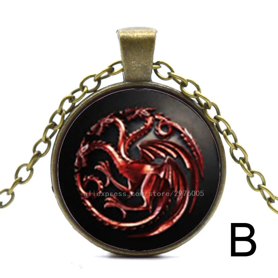Ручной работы круглый медальон Подвеска Ожерелье Игра престолов картина