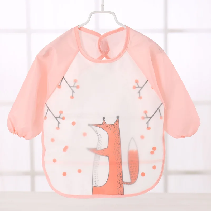 Детские нагрудники с длинными рукавами и милыми мультяшными животными фартуки