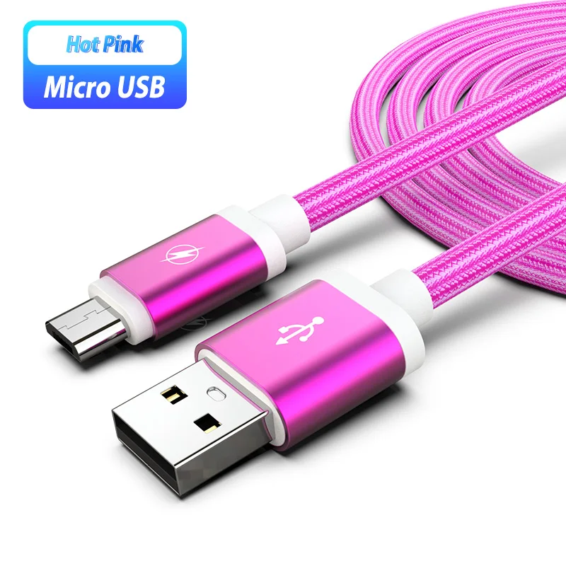 hot pink Кабель Micro Usb для быстрой зарядки 3 м 2 м кабель Microusb 2.4a Кабель Micro-usb для huawei Honor Play 8A Pro 20i 20 Lite Y9 - Цвет: hot pink