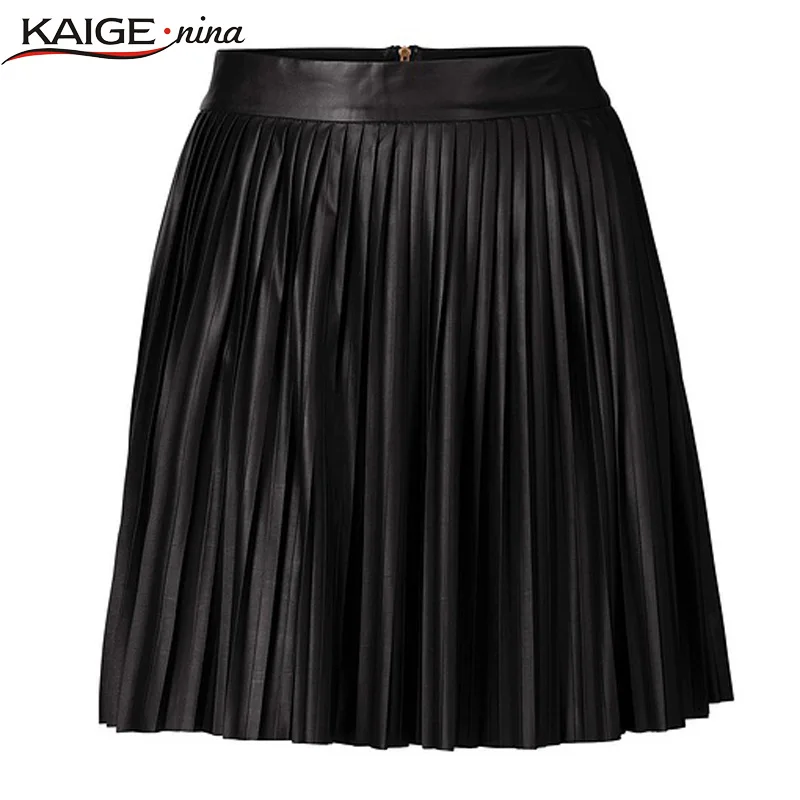 Kaige. Nina/Модная женская юбка из мягкой искусственной кожи с завышенной талией