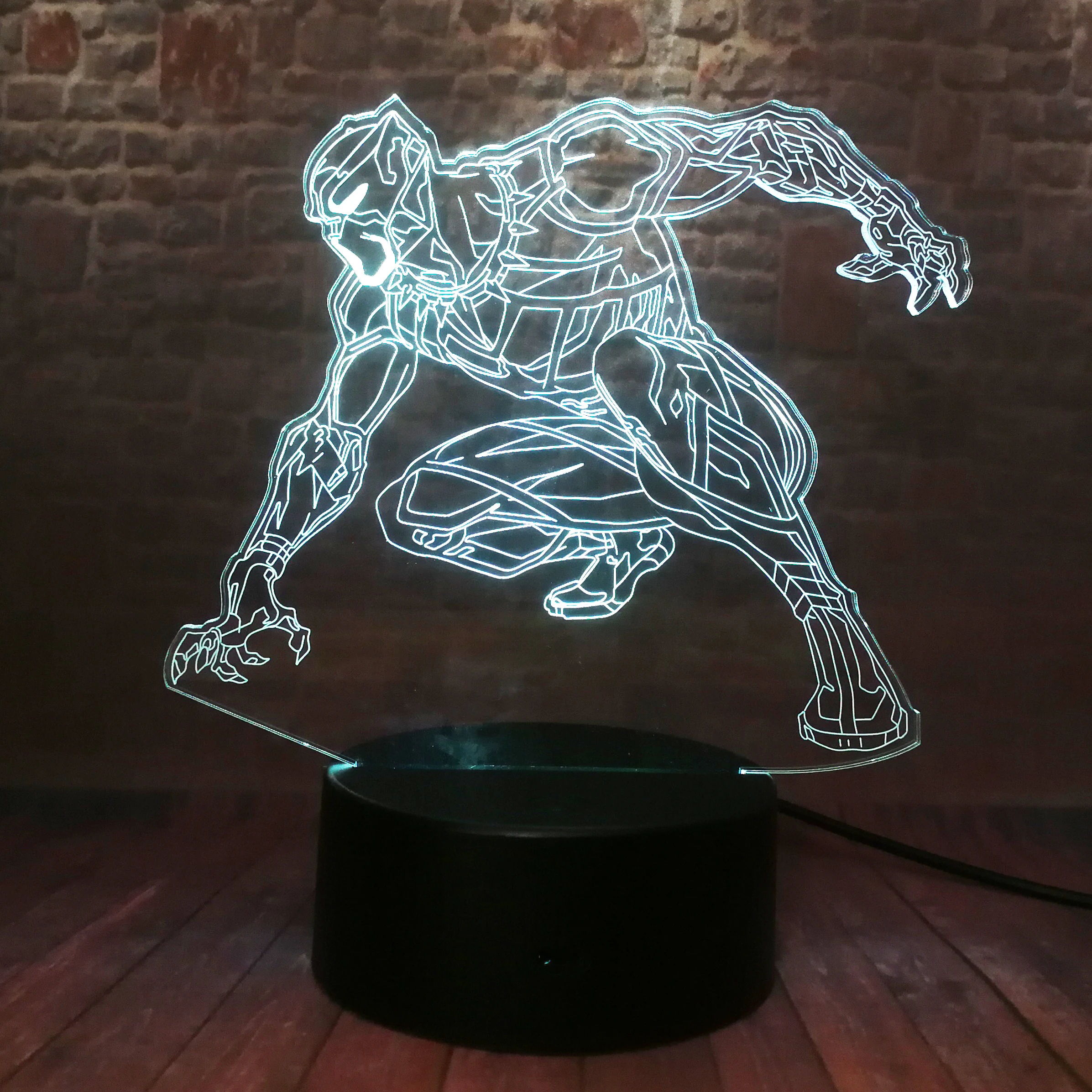 Фигурки черной Пантеры Мстителей 3D иллюзия ночник LED 7 цветов настольная лампа
