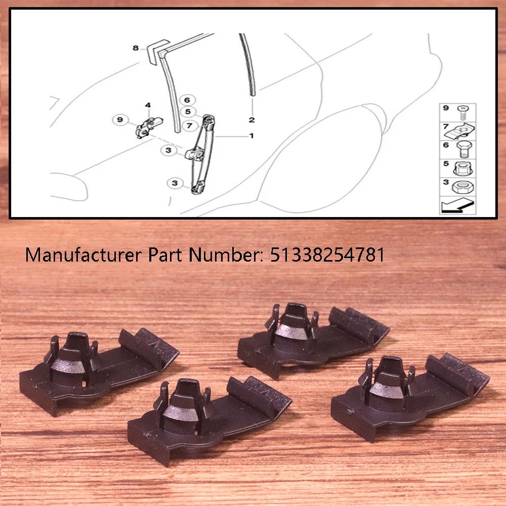 4Pcs Regulator Clip Brackets Car Window Kits Auto Vehicle Front Right Left Repair Bracket Fit BMW E53 X5 2000-2006 51338254781 | Автомобили