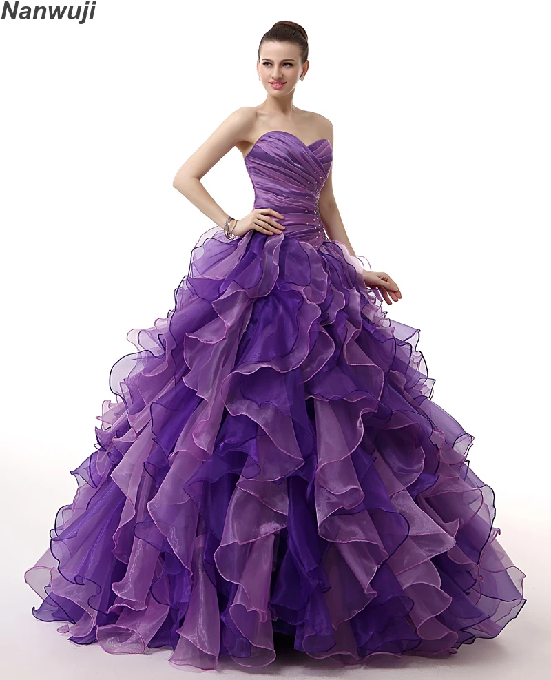 Пышные фиолетовые платья Quinceanera 2018 милое платье с бисером милые бальные 16 синего