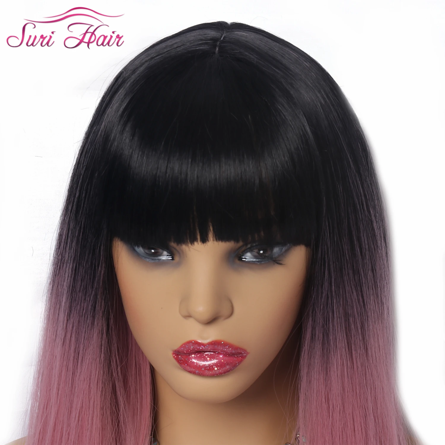 Длинные прямые синтетические парики Suri Hair 26 дюймов для чернокожих женщин косплея
