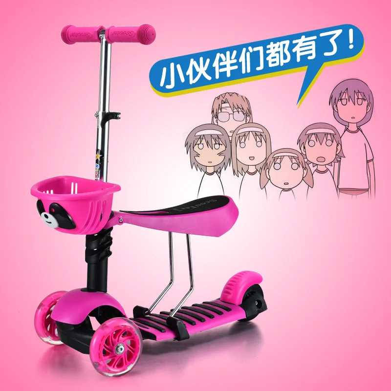 Детский самокат 3 в 1: ходунки для малыша Нескользящие флэш памятью колеса