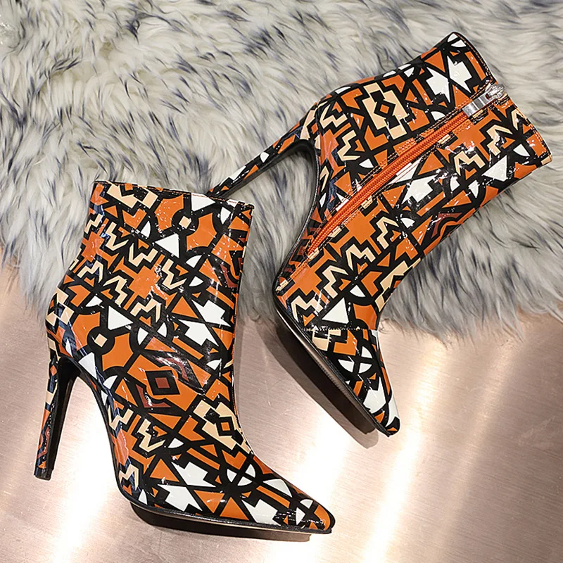 Новые женские ботинки на высоком каблуке подходящие к цвету Большие размеры |