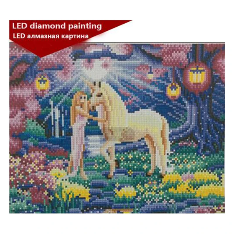 Светодиодный круглый светильник полная выкладка 5D DIY алмазная живопись 30x40 см
