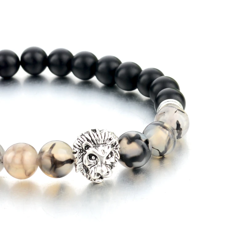 LongWay 8 мм бусины из натурального камня браслет для женщин и мужчин античный