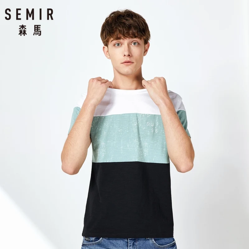 SEMIR Летняя мужская футболка с коротким рукавом круглым вырезом цветной вышивкой