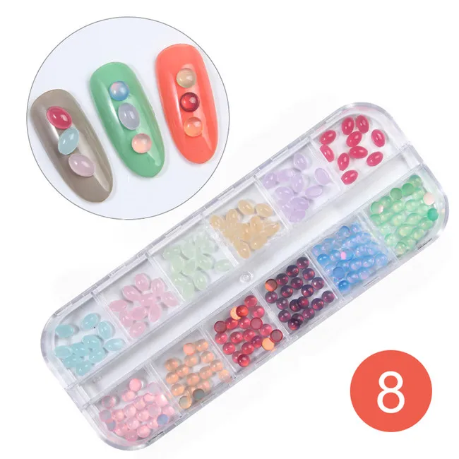 8 Multi-size Nail Rhinestones 3D Crystal AB Clear Nail Stones Gems Pearl DIY Nail Art Decorations Gold Silver Rivet Rhinestone - Цвет: 8