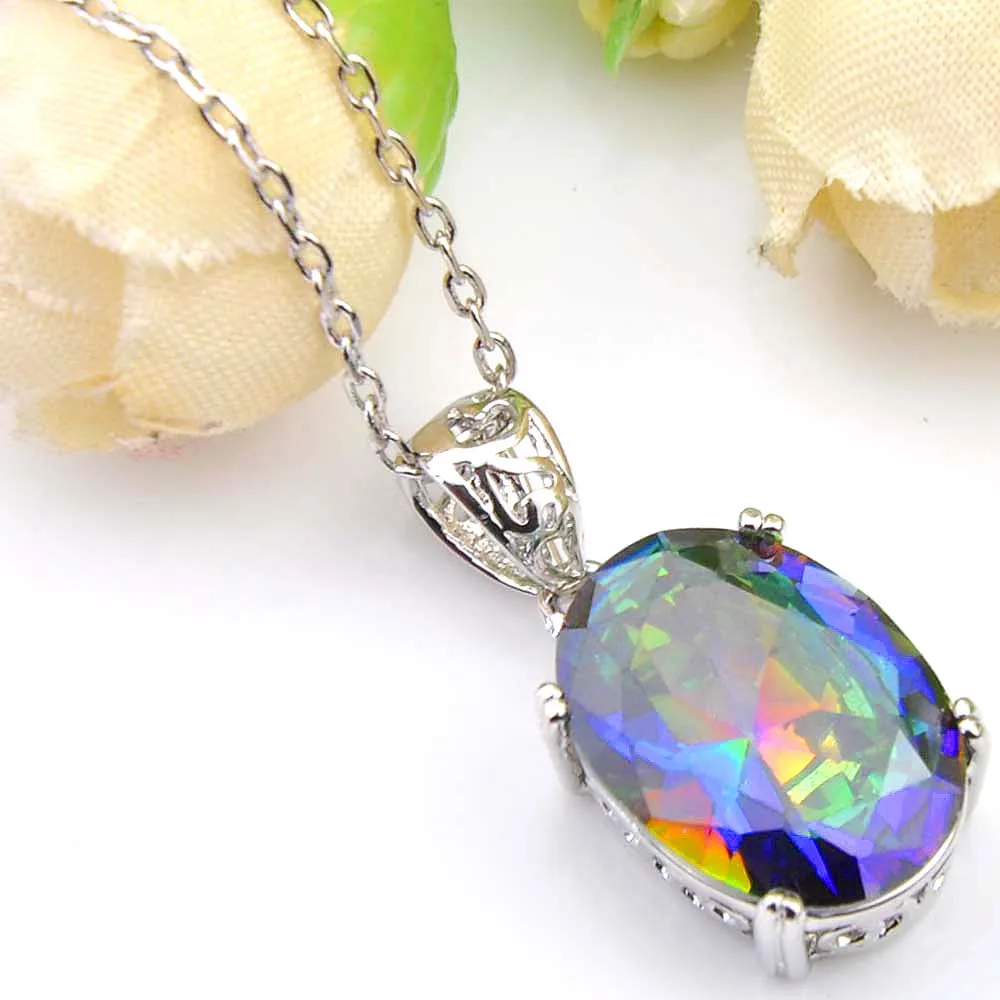 Luckyshine смешать 3 шт./компл. Мистический Огонь Красочный Кристалл Циркон серебряные