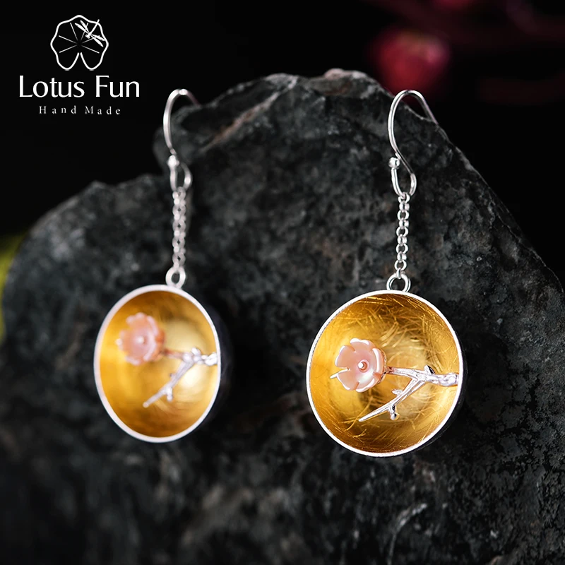 Lotus Fun Реальные Стерлингового Серебра 925 Природных Оболочки Ювелирных Украшений