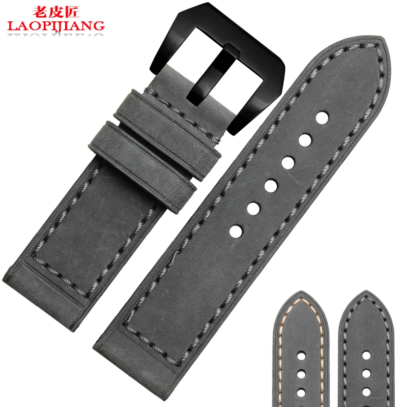Laopijiang кожаный ремешок для часов подходят мужские часы с PAM111 24 мм 26 ручной браслет