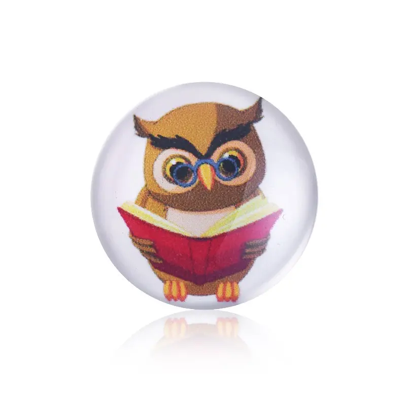 Милые Совы Птицы кнопки случайные цвета 10 шт./лот новые круглые стеклянные 18 мм
