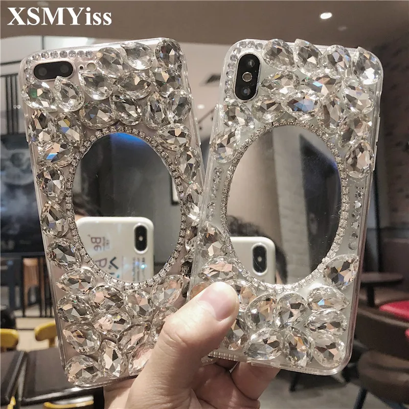 Роскошный 3D Блестящий Бриллиант со стразами и зеркалом для Xiaomi 9 8 SE 5 5S Plus 5X 6 6X Max 2 3