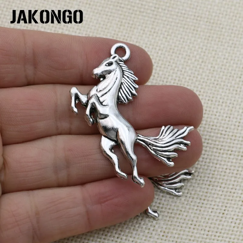 JAKONGO Античная Посеребренная Беговая Очаровательная подвеска с фигуркой лошади для изготовления ювелирных изделий браслет аксессуары DIY 42x44 мм 5 шт./лот