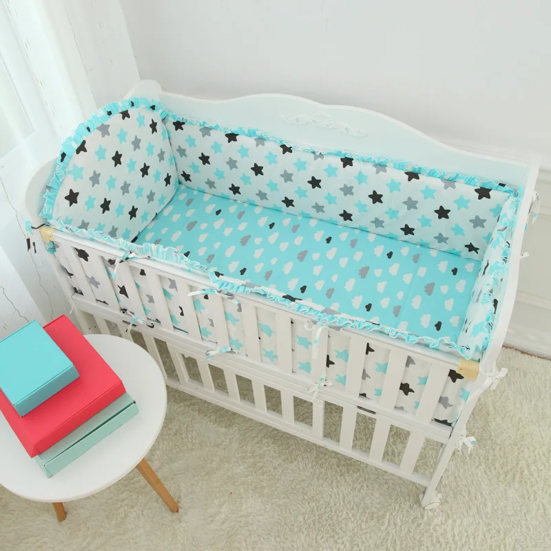 Новинка 2017 года комплект из 5 предметов белая хлопковая накладка на кроватку со