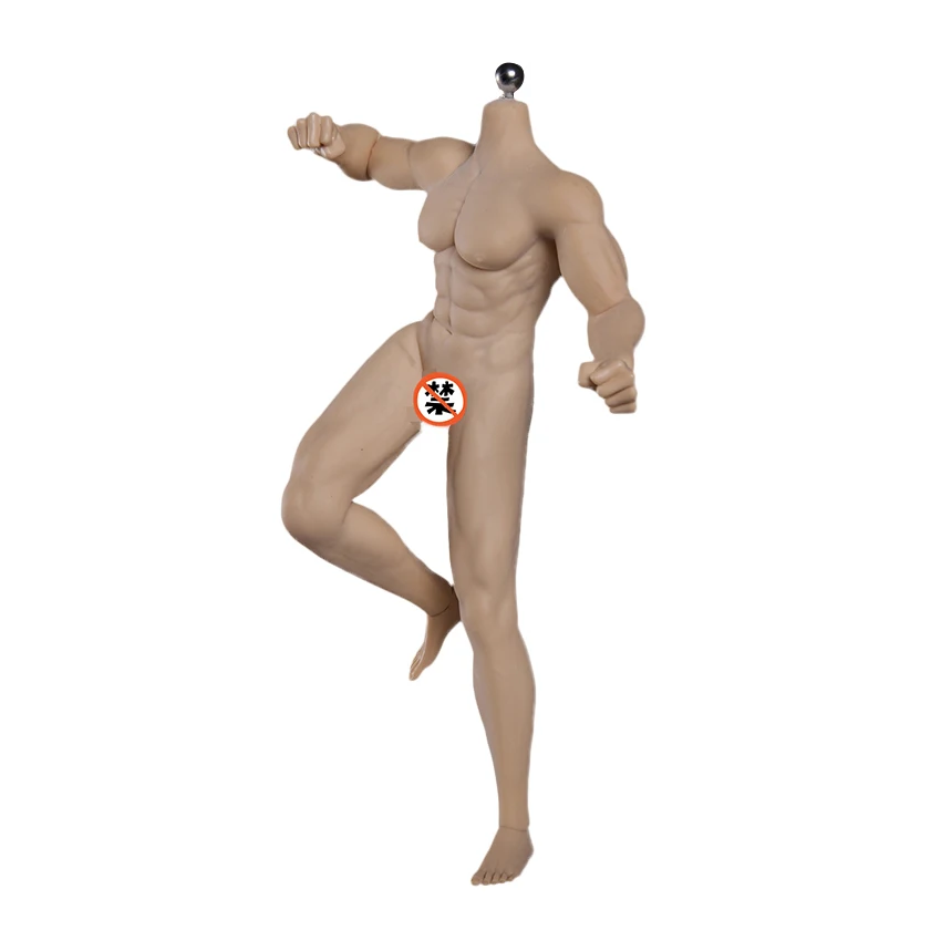 1/6 Scale 12''Ultra Flexible Muscular Male Seamless Body Stainlee Steel Skeleton Rubber Human-like Skin Bodies for 1/6 Head