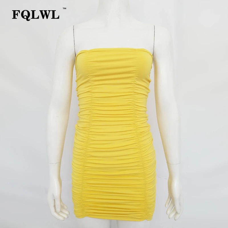 Женское мини-платье с открытой спиной FQLWL Повседневное платье без бретелек