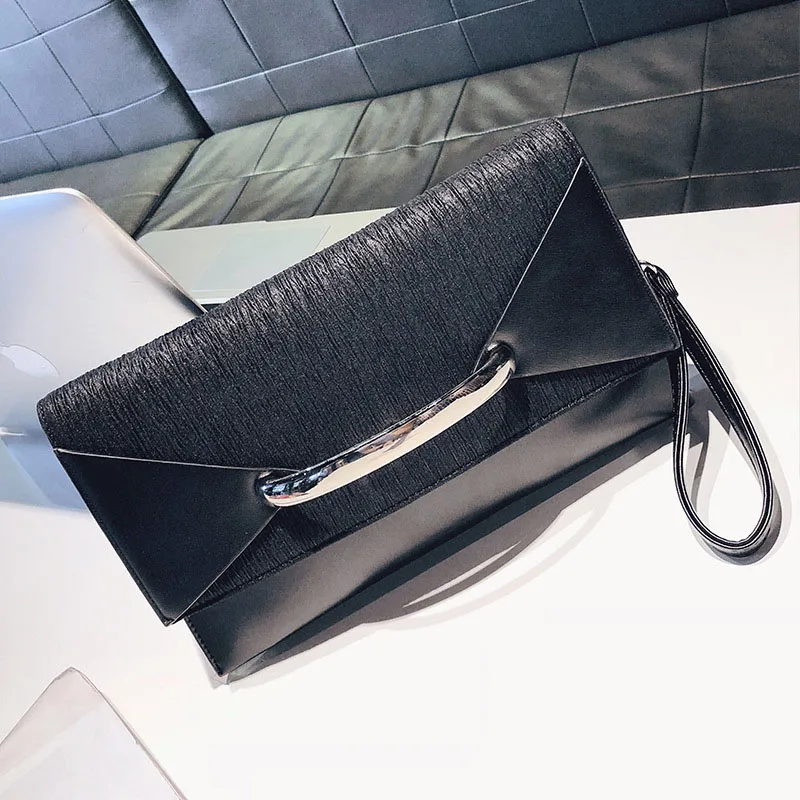 Yonder envelope clutch bag women leather birthday party evening clutch bags for women ladies shoulder clutch bag purse female - Цвет: Black