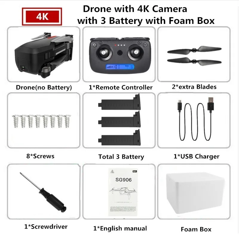 Foam Box 3 Battery X193 gps Дрон с камерой 4K бесщеточный контроль жестов селфи складной Квадрокоптер 20 минут время полета Дрон Vs SJRC F11 - Цвет: Foam Box 3 Battery
