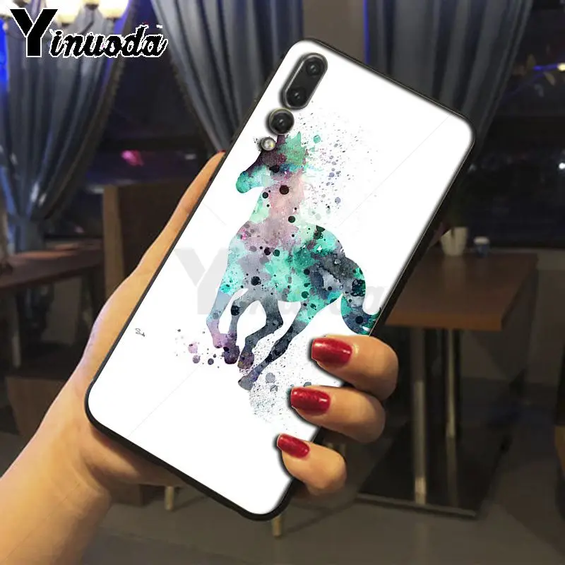 Yinuoda Лошадь Животное черный мягкий чехол силиконовый для телефона huawei p20lite nova3i