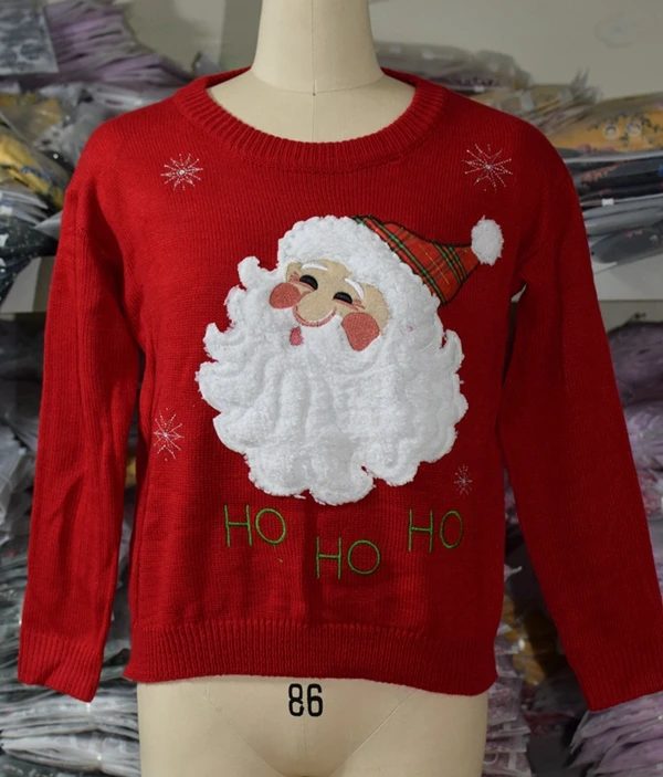 Summer and winter 2019 hot style Europe the United States Santa Claus head sweater | Женская одежда
