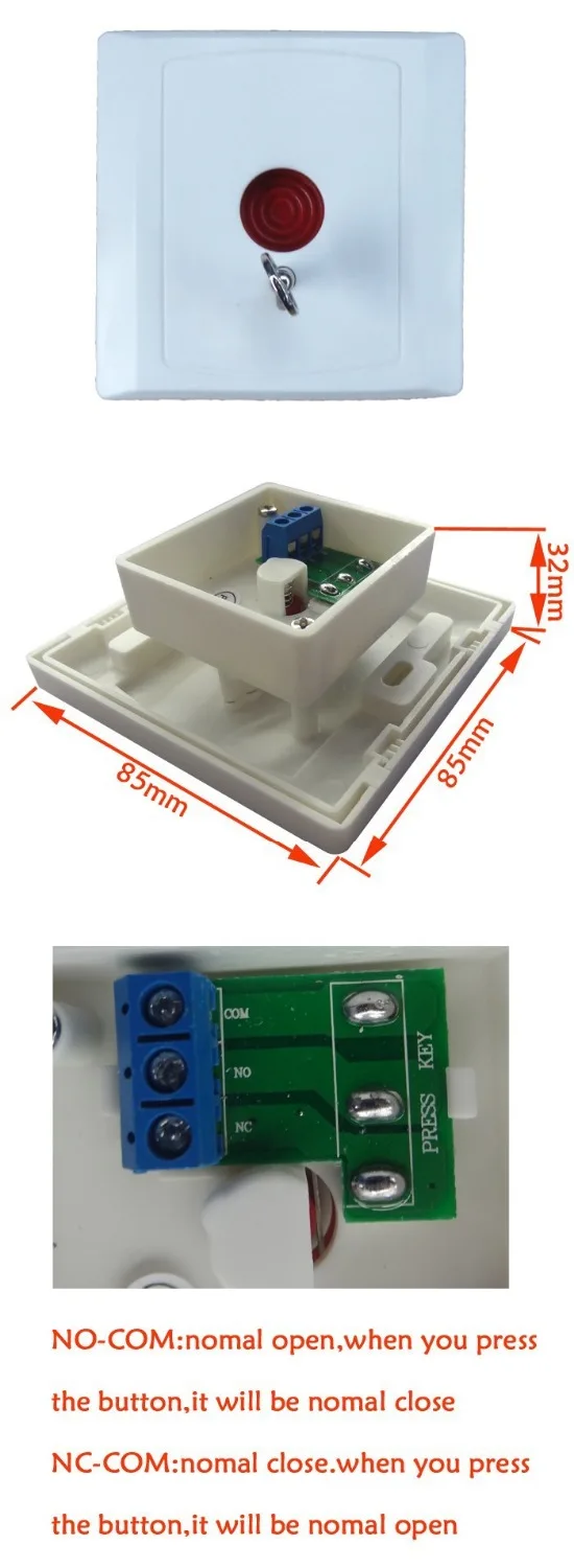 Auto Reset NC/NO options panic button plastic switch use for alarm system Fire retardant ABS shell emergency swtich | Безопасность и