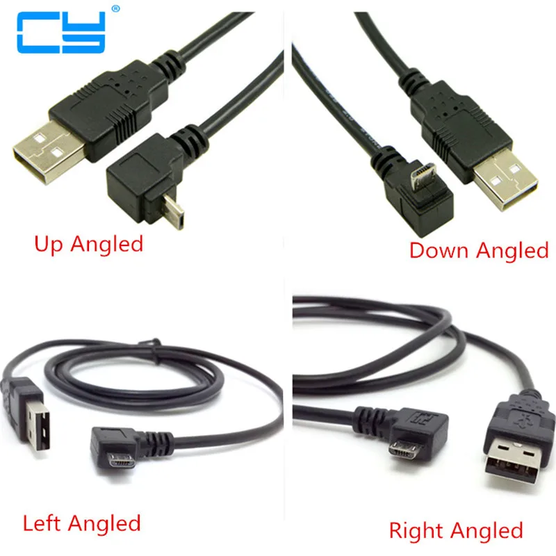 

Up Down Left Right Angled 90 Degree Micro USB Male to USB Data Charge short for Cell Phone & Tablet