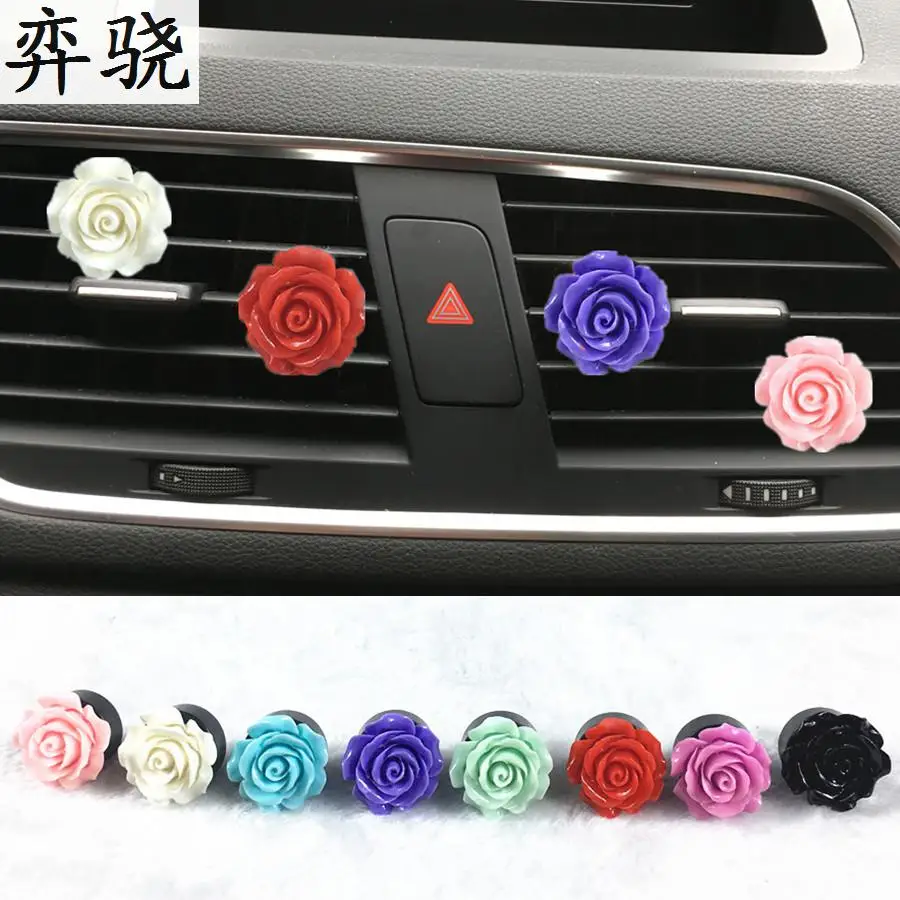 

2PCS Exquisite plastic flower car accessories styling Beautiful Flower car perfume clip Air refreshing agent for air conditioner
