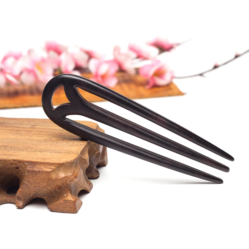 

Classical Chinese Sandalwood Hairpin Handmade Hair Stick black Vintage Jewellery Wedding hair accessories jewelry 2019