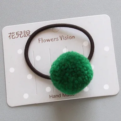 16 ring dark green Корейские меховые шарики для девочек, маленькие милые однотонные заколки для волос, детские заколки для волос, аксессуары для волос, подарок для маленьких девочек - Цвет: 16 ring dark green