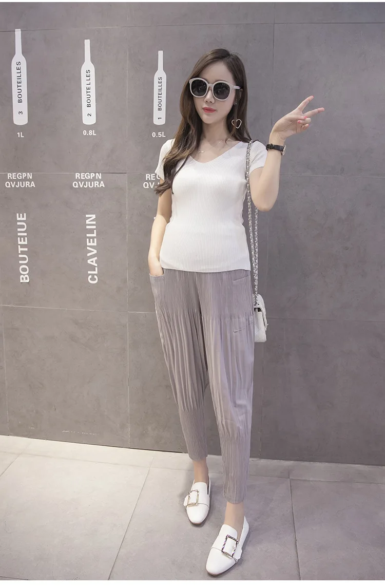 Модные шифоновые брюки для беременных Fdfklak свободные шаровары большого размера