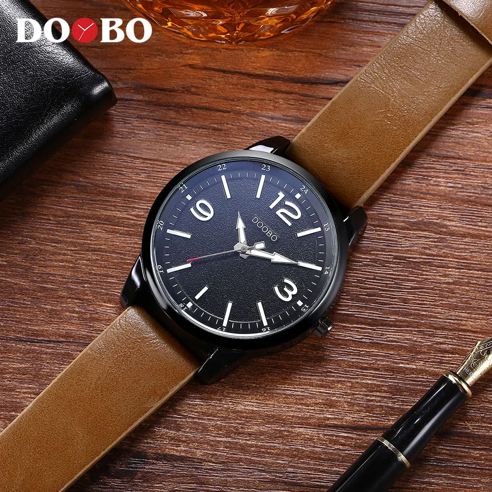 

DOOBO New Watch Men Top Brand Fashion Casual Business Quartz Wristwatch Leather Men Watch Clock Waterproof Relogio D028