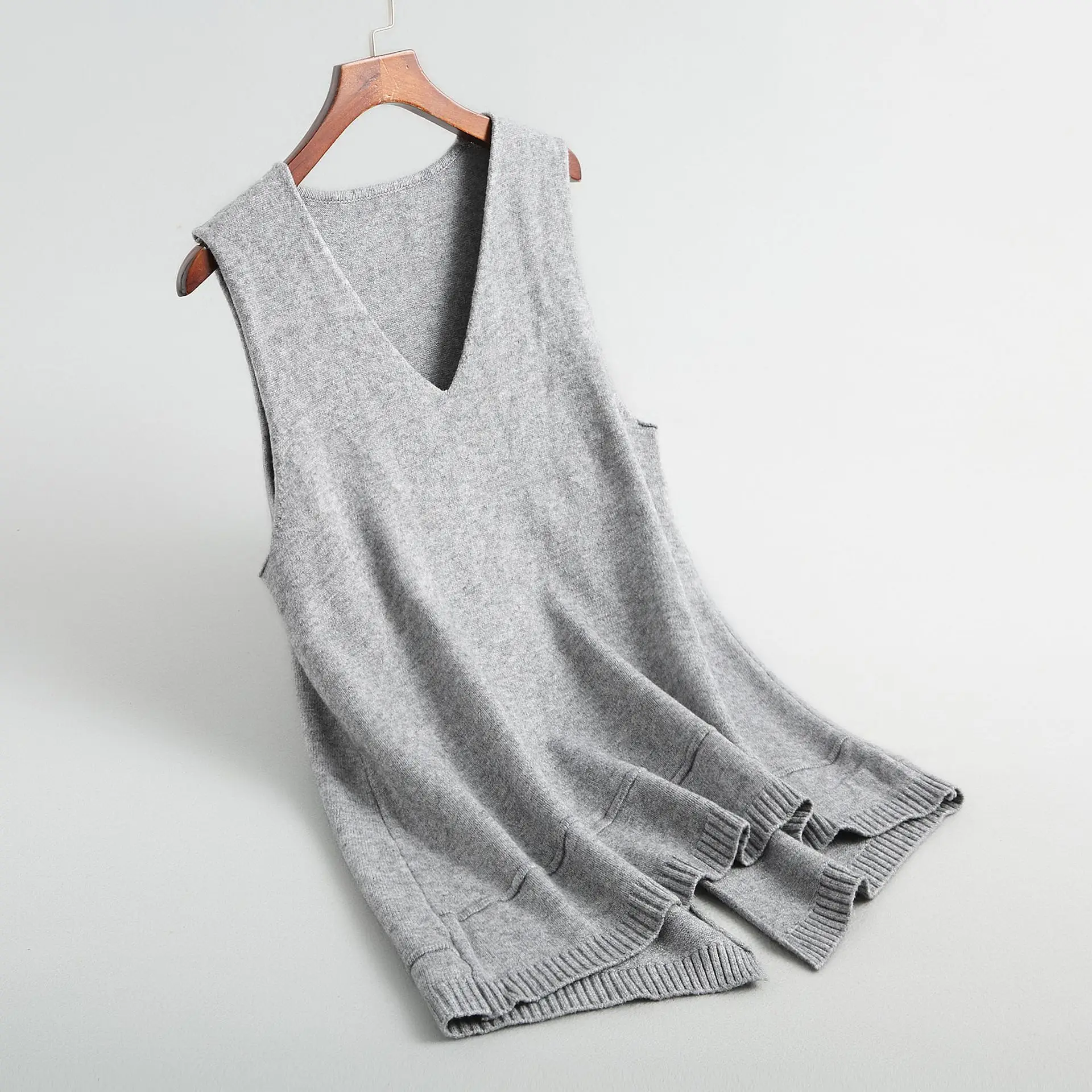 2018 Spring Autumn Wool Blend Sweater Vest Women Sleeveless v-Neck Knitted Vests Sections Poullover Female Jumper pull femme | Женская