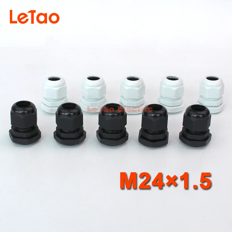 10 шт./лот M24x1.5 нейлоновый водонепроницаемый кабельный сальник пластиковый разъем