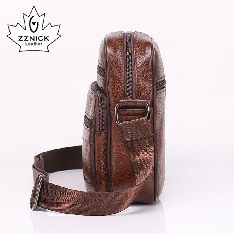 Genuine Leather Men Messenger Bags Designer Handbags High Quality Men's Bag Cowhide Male Shoulder Cross Body Bag for Man zznick