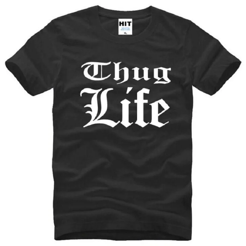 Мужская футболка с принтом Thug Life Tupac летняя Стильная хлопковая коротким рукавом и