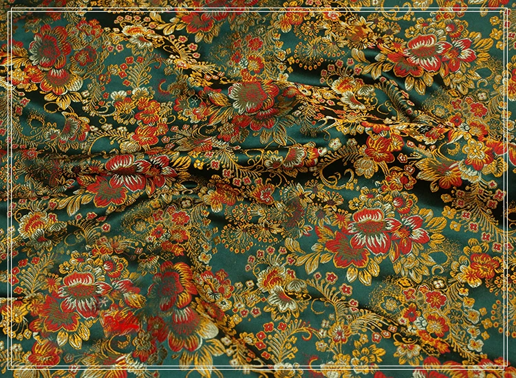 75х100 см Ткань из Франции в цветочек металлическая жаккардовая парча 3D пряжа