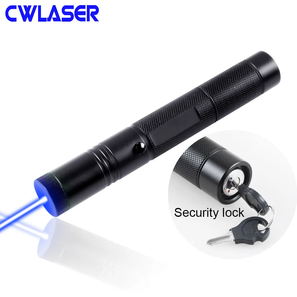 Мощная фокусируемая Синяя лазерная указка CWLASER 1 Вт 301 нм () с замком и защитными