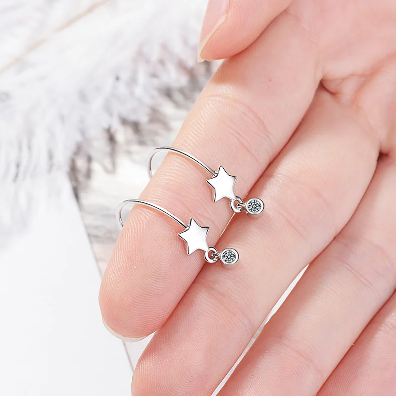2019 новый дизайн серьги с покрытием из белого золота в виде звезд для женщин