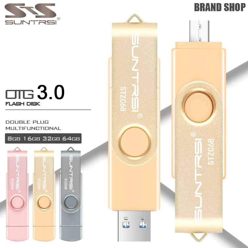 Suntrsi USB3.0 OTG Флешка 8 ГБ 16 накопитель для смартфон Настоящее Ёмкость 32 64 USB Memory Stick с