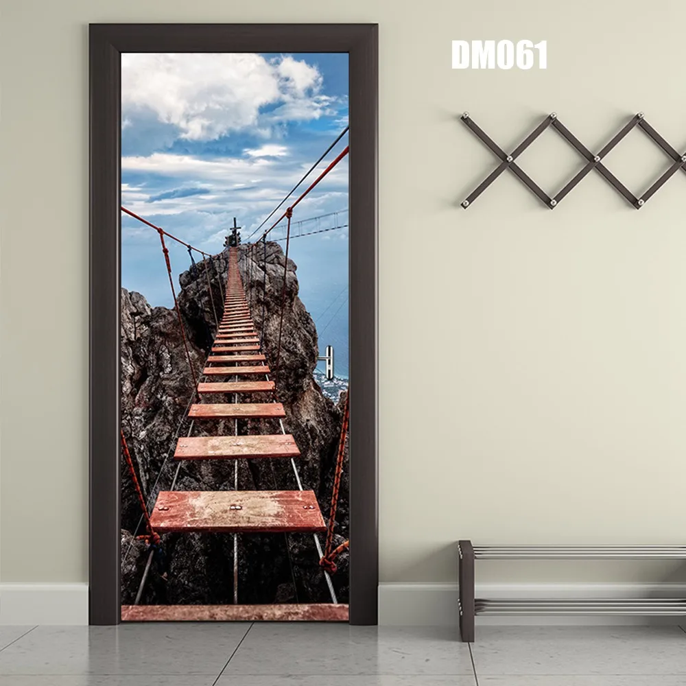 DM061 3D стикер на стену с изображением тигра, животных, сделай сам, стикер на дверь, s, водонепроницаемые обои на дверь, ПВХ, Фреска, самоклеющаяся художественная Наклейка на стену, домашний декор - Цвет: DM061