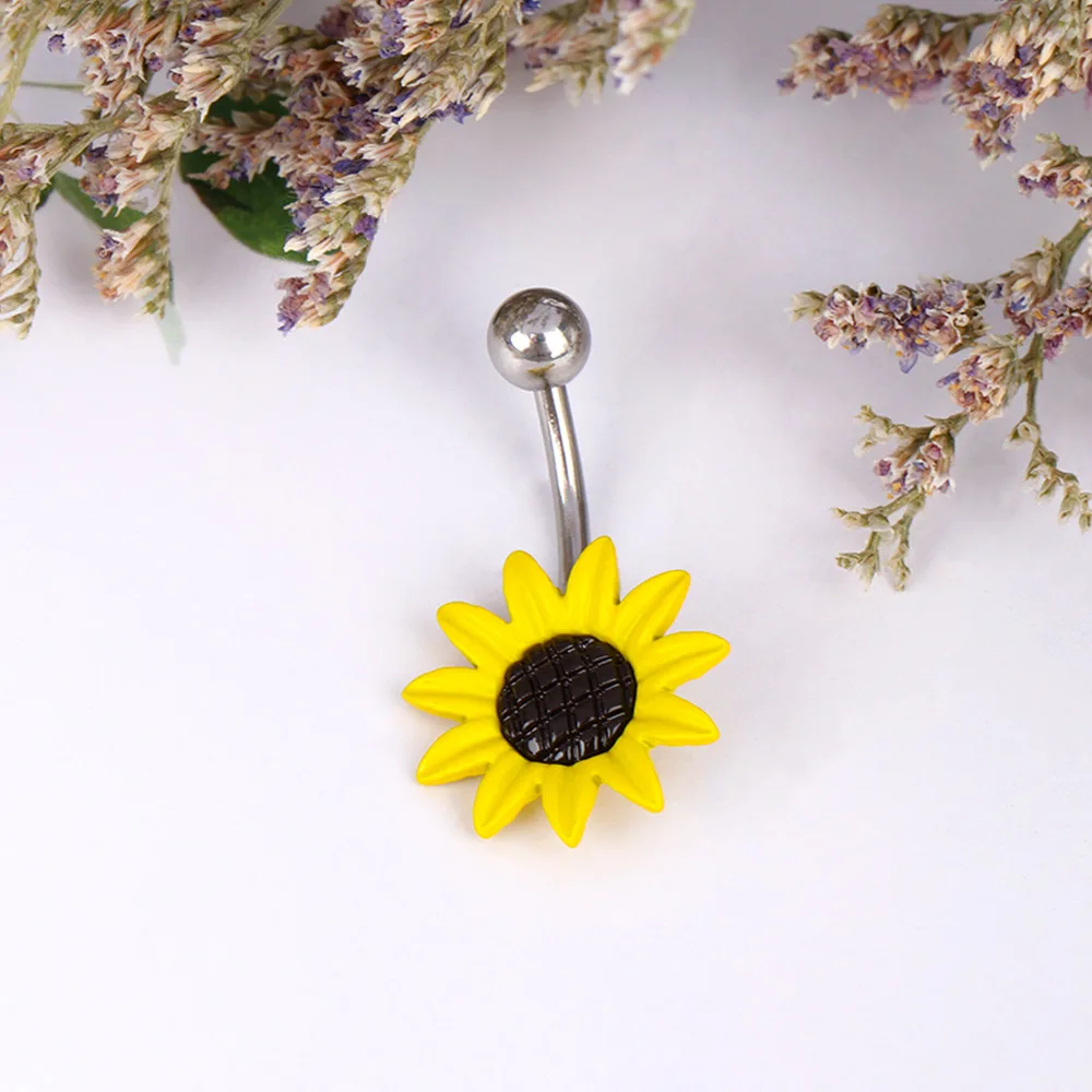 1 шт. сексуальные висячие кольца на пупок с ромашками и цветами для пирсинга