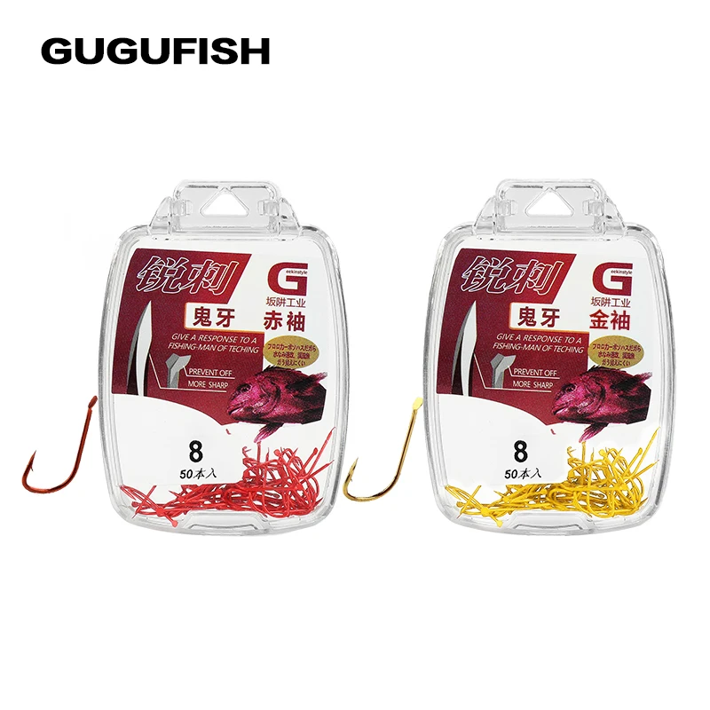 Gugufish 30 шт. рыболовные крючки № 1-#8 из высокоуглеродистой стали углерода золото и красный приманки держатель рыбы молния комплект Высокое качество колючей