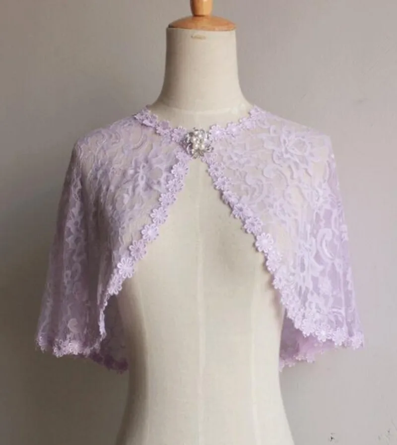 Light Purple Осеннее тонкое кружевное свадебное болеро Элегантные Короткие вечерние накидки цвета слоновой кости черный жакет женская накидка - Цвет: Light Purple