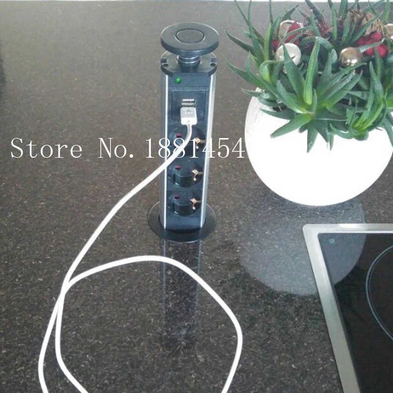 220V 16A тянуть POP UP электрические 3 розетки с 2 портами(стандарт розетки Кухня Таблица гнездо выдвижной для столешницы Столешница/Великобритании/ЕС