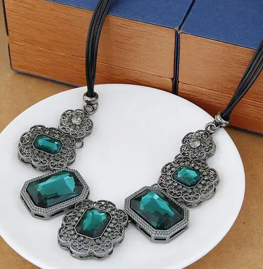 MX0241 Прилив металлические дорогостоящие gem краткое ожерелье Аксессуары кулон Черный Камень Кожа Геометрическая Кожаный ошейник ожерелья