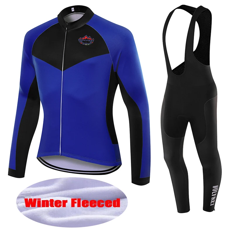 Зимняя Теплая Флисовая темно сине черная велосипедная трикотажная кофта WOLFKEI 2020